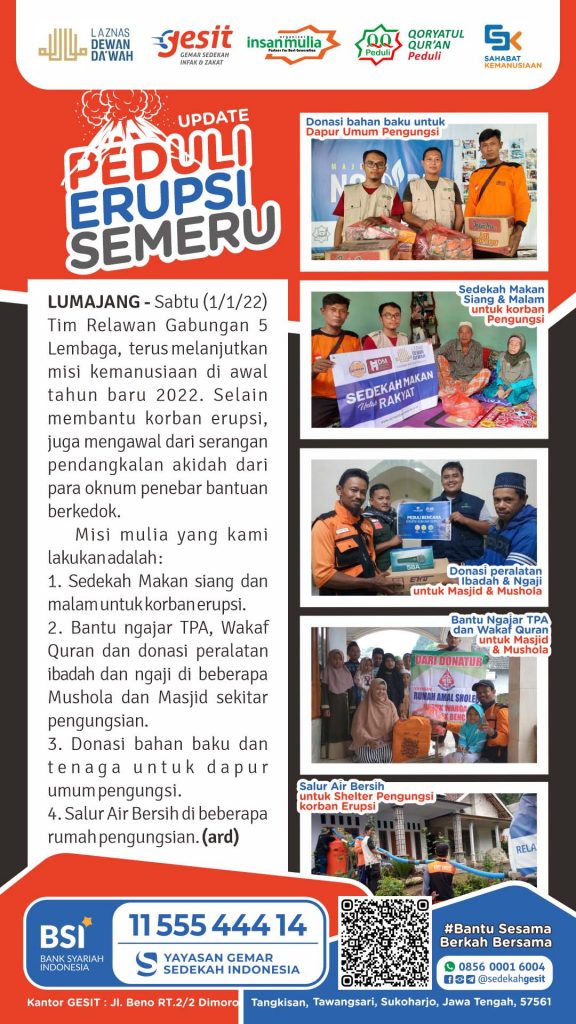 Gesit peduli semeru update 1 januari 2022